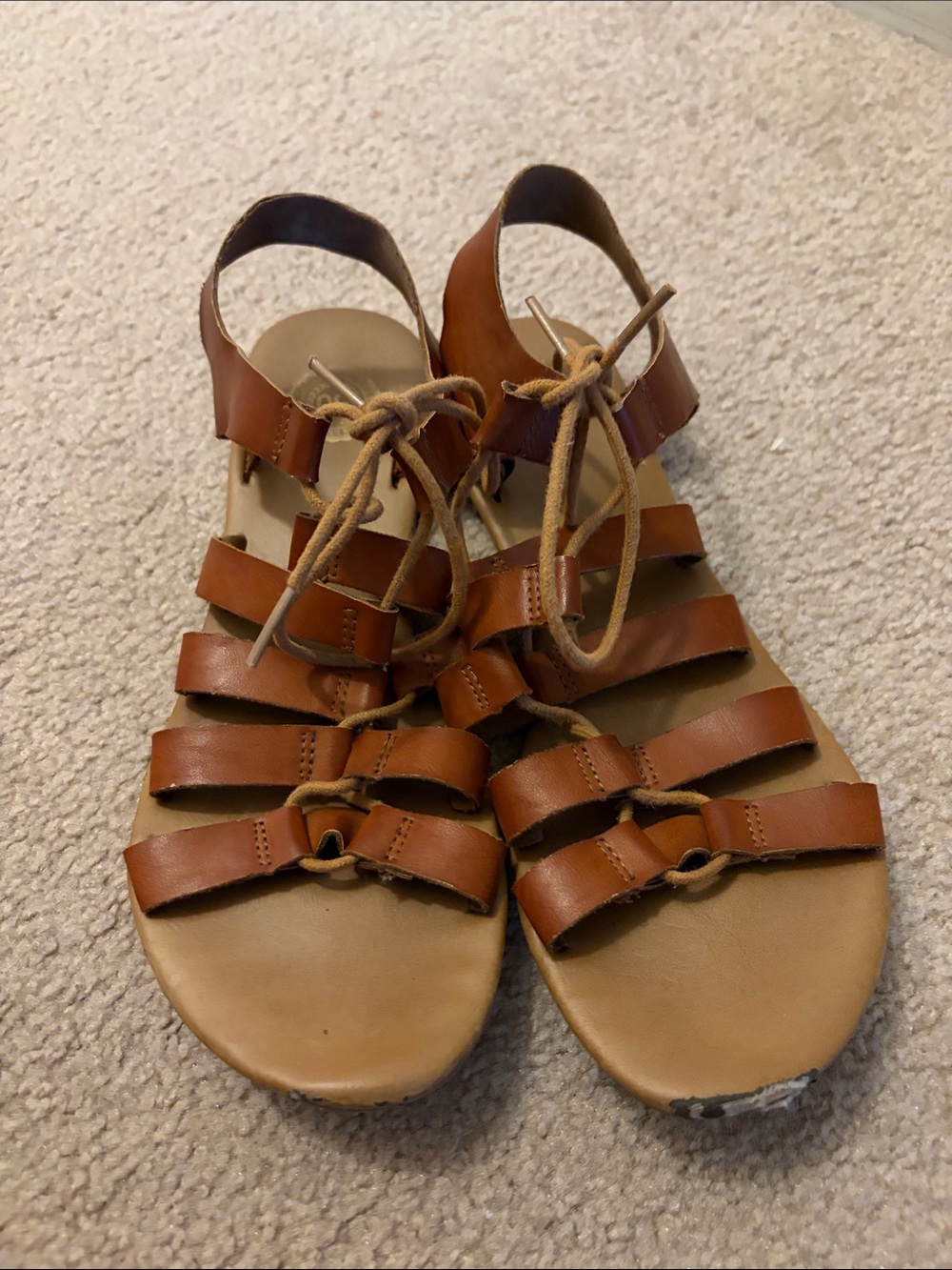 SO Tan Brown Strappy Gladiator Sandals - Size 8